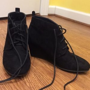 Black Wedge Heel Booties